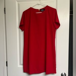 Lulus Shift and Shout Short Sleeve Red Shift Party Dress
